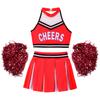 School Girls Costume Cheerleading Uniform Crop Vest Tops Pleated Skirt for Student Cosplay Party