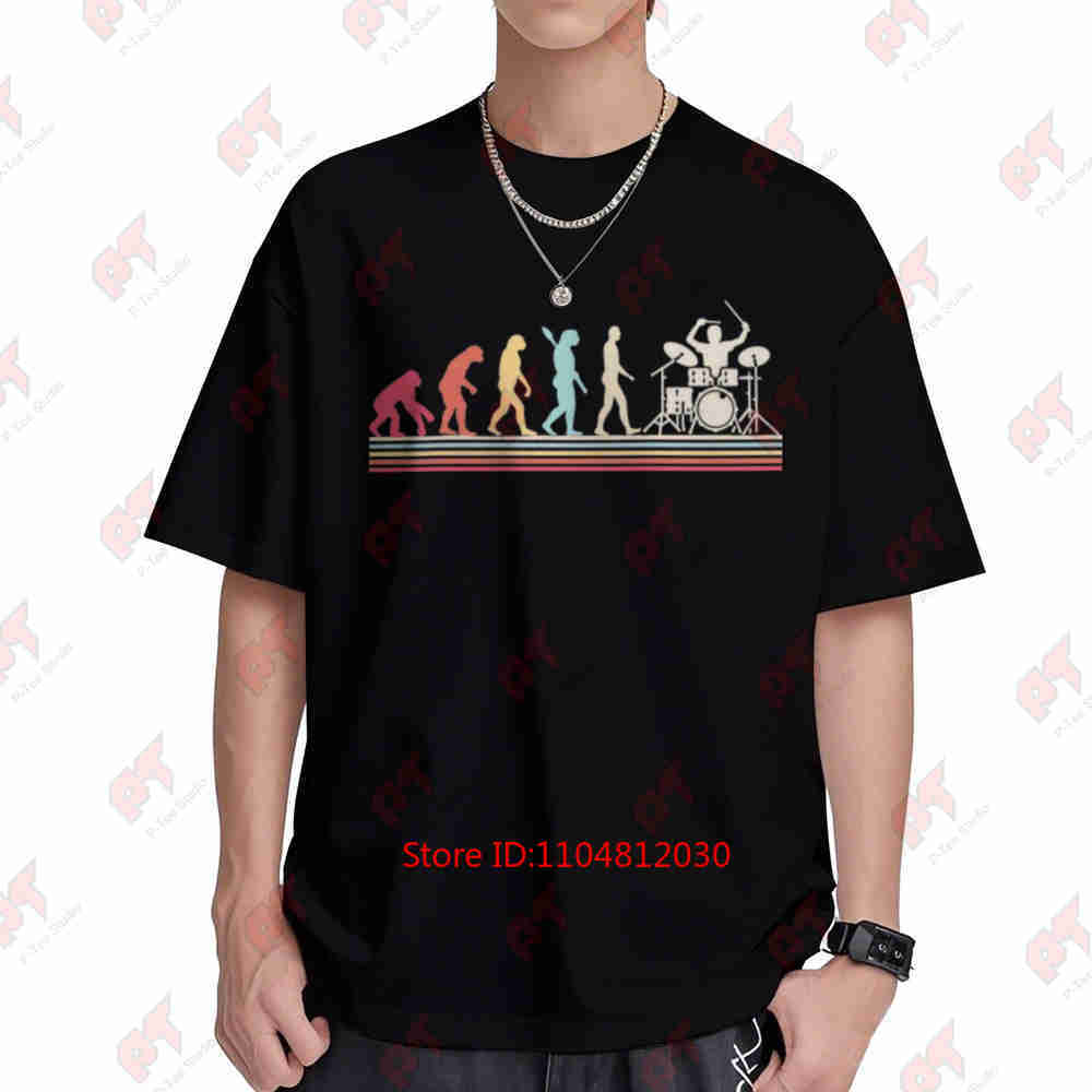 Evolution Of Drummer Vintage Music Short Sleeve Tee 100% Cotton T-Shirt