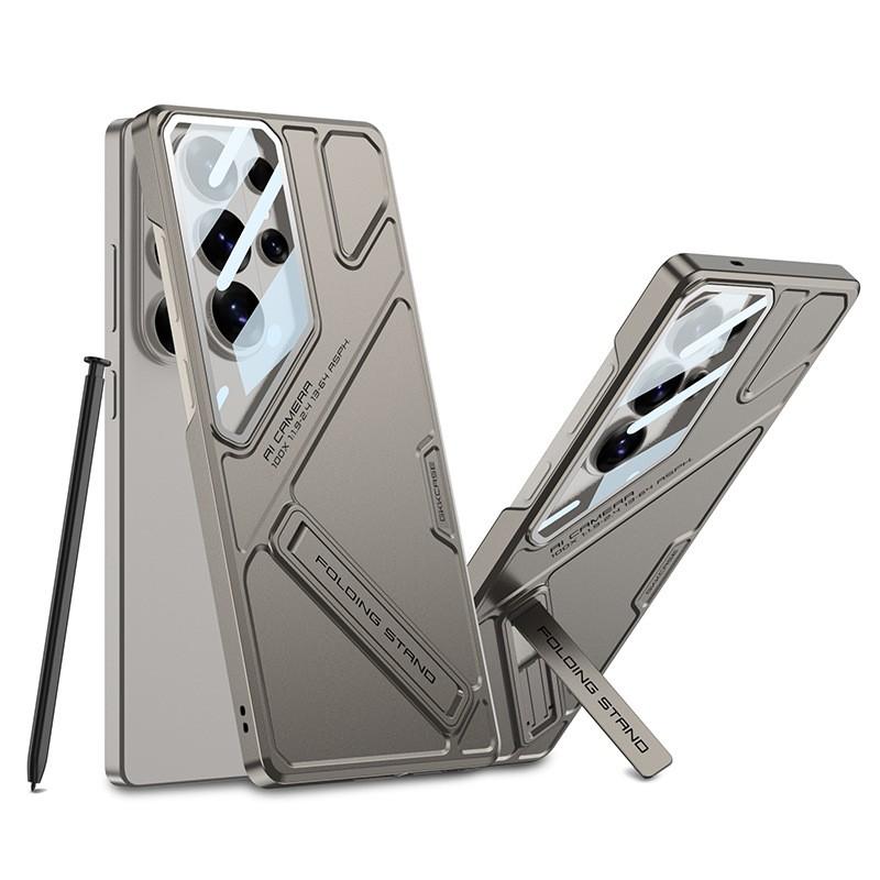 Тонкий чехол-бампер на все тело для телефона Galaxy S26 Ultra со встроенной подставкой и защитой объектива, матовое покрытие