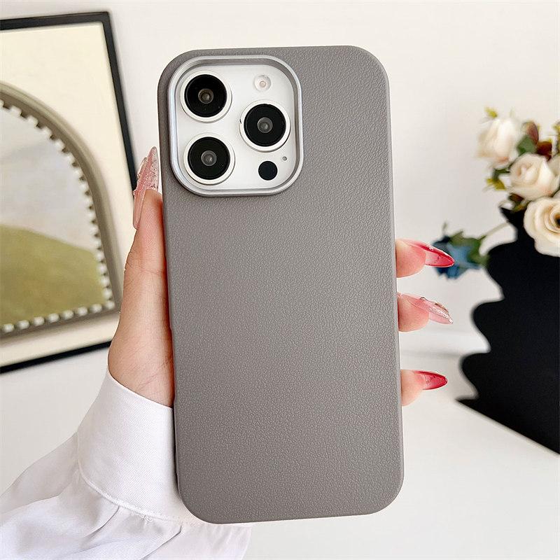 TPU Soft Matte Magnetic Housing iPhone 16 Pro Max 15 Plus 14 Pro 13 12 11 Solid Color Leather Texture Shock Proof Case