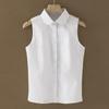 «2025 Женская универсальная рубашка без рукавов из шифона с ложным воротником — весна/лето в корейском стиле»