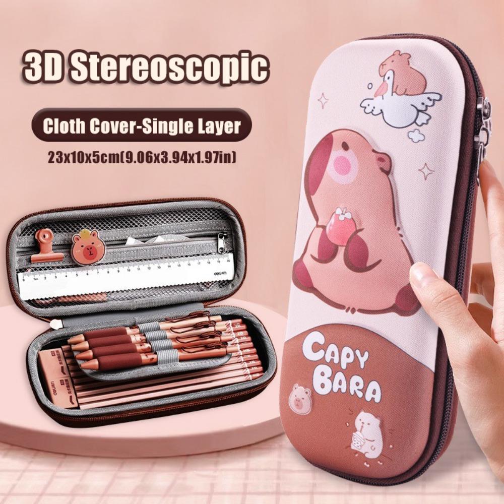 3D Capybara Pen Bag Large Capacity Pen Box Dirt-proof Pencil Case School Office