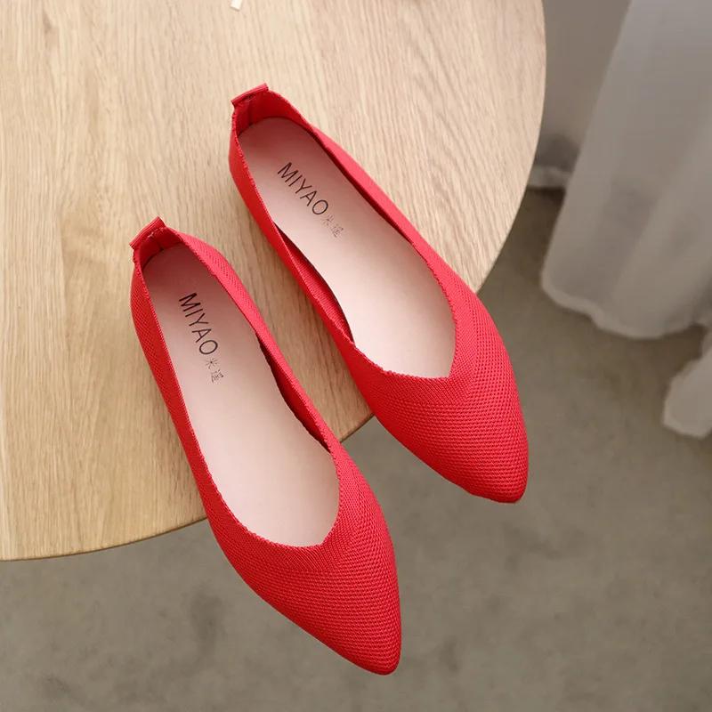 Модные новые весенне-летние женские туфли на плоской подошве, дышащие трикотажные модные женские туфли-лодочки без застежек, повседневные туфли-лодочки для отдыха, лоферы