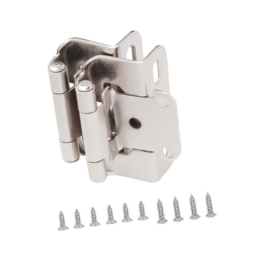 Pack of 2 Antique Steel Cabinet Hinges for Kitchen Door Partial Wrap Closing 1/2Inch Overlays Half Hide Designs