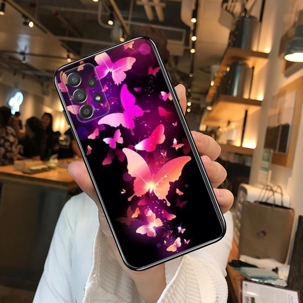 Красивый чехол для телефона с узором бабочки для Samsung Galaxy A70 A50 A51 A71 A52 A40 A30 A31 A90 A20E 5G a20s Black Shell Art