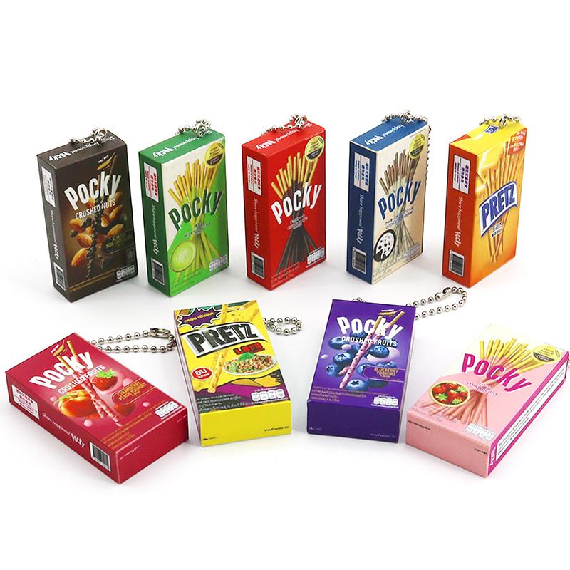 Cute Novelty Snacks Keychain For Women Girls Bag Pendant Trinket Car Key Ring Creative Simulated Biscuit Box Keychain Gifts