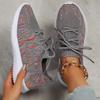 Модные разноцветные трикотажные туфли на плоской подошве, женские дышащие прогулочные туфли на шнуровке, женские туфли 2024 года, повседневные туфли из вулканизированной мягкой подошвы