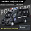 1:Машина Полиции IVECO в масштабе 24, литой металлический сплав, модель, звук и свет, инерционная игрушка, украшения интерьера, детская игрушка, подарки Doiplay