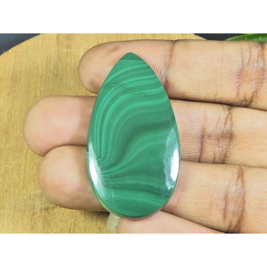24X46X05MM Natural Green Malachite Pear Cabochon Loose Gemstone 80Cts. B-138