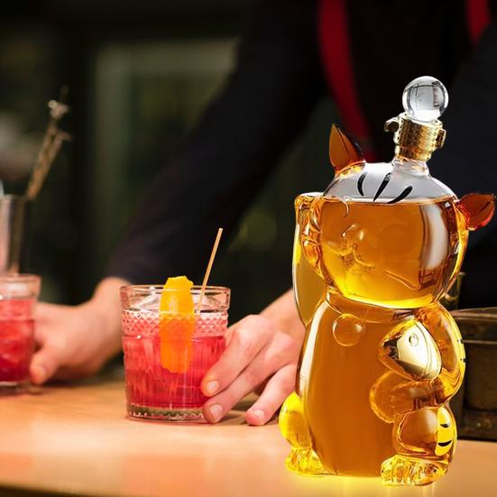 Графин для виски «Кошка» объемом 1000 мл, уникальный стеклянный графин для виски, украшение для бара, шикарный аксессуар для бара, подарок для любителей виски