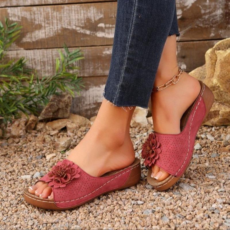 Модные летние сандалии женские туфли нескользящая обувь для ходьбы обувь слипоны женские сандалии на танкетке праздничные тапочки женская обувь