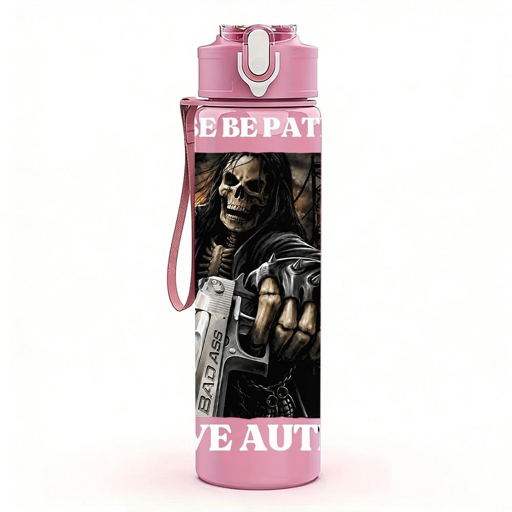 1PC Black Dark Figure 750ml sports water bottle leakproof straw lid outdoor office home
