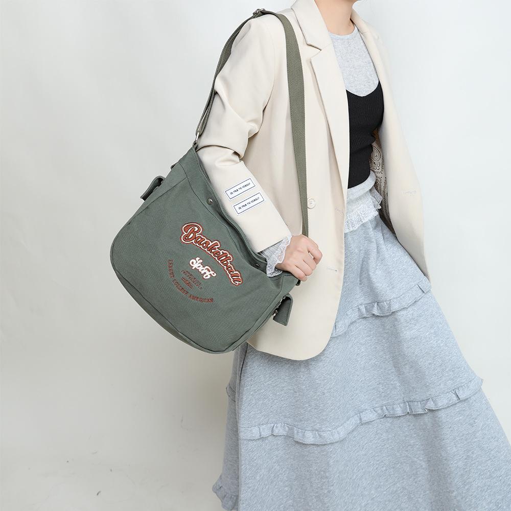 Корейская модная холщовая сумка-мессенджер: Большая вместимость для женщин и мужчин, спортивный стиль
