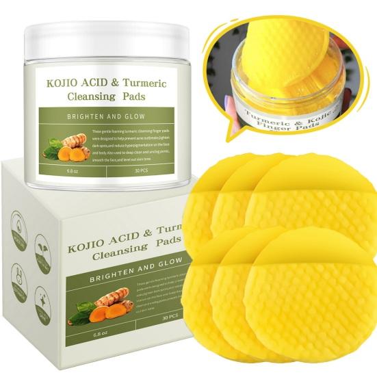 30/50 шт. очищающие диски с койевой кислотой для удаления темных пятен и макияжа, спрессованные спонжи для лица с куркумой, мягкое очищение пор, отшелушивание, очистка лица, хлопок