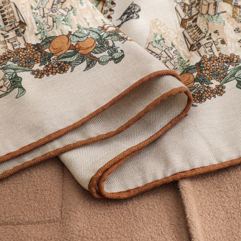 Spring New Fashion Versatile Silk Wool Scarf Light Luxury Premium Silk Shawl Herringbone Printed Silk Scarf