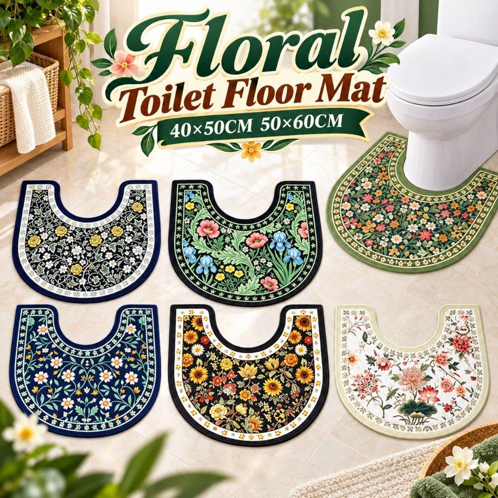 Absorbent Toilet U-shaped Mat Non-slip Bath Mat Practical Bathroom Floor Rug Household