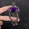 Кулон из фиолетового огненного лабрадорита, кулон, обернутый медной проволокой, кулон ручной работы, медные украшения, подарок для нее, кулон с драгоценным камнем, украшения в технике wire wrap
