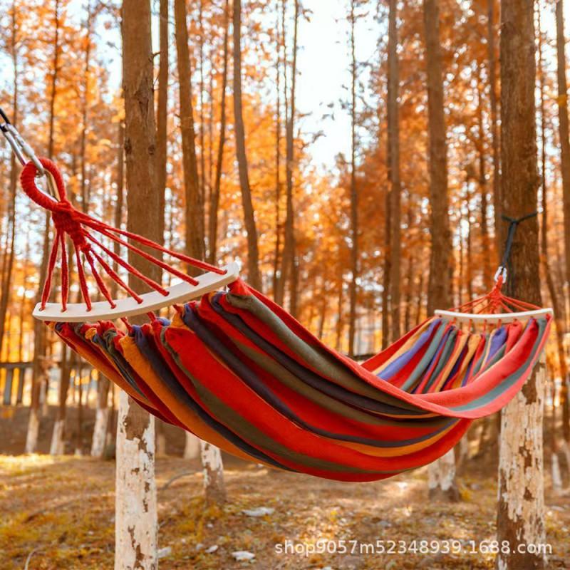 Heavy Duty Canvas Hammock Adults Double Person Outdoor Camping Swing Relaxation Garden Backyard Use
