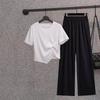 Light Mature Suit Women's Short-sleeved Tops In Summer New Wide-leg Casual Pants Royal Sister Suit