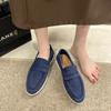 Shoes Women Round Toe Loafers With Fur Casual Female Sneakers 2025 Moccasin New Slip-on Leisure Lace-Up Flock Sewing Soli
