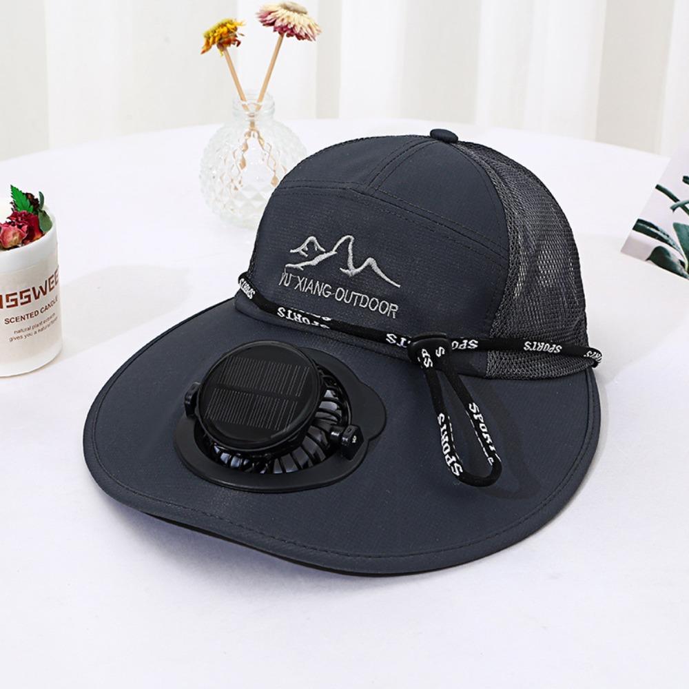 Дышащая кепка-веер с широкими полями, водонепроницаемая шляпа с солнечным охлаждением, удобная шляпа от солнца с солнечным вентилятором, пляжная