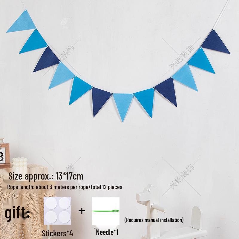 Yellow-Green Felt Pennant Bunting for Kids' Birthday or Kindergarten Decor