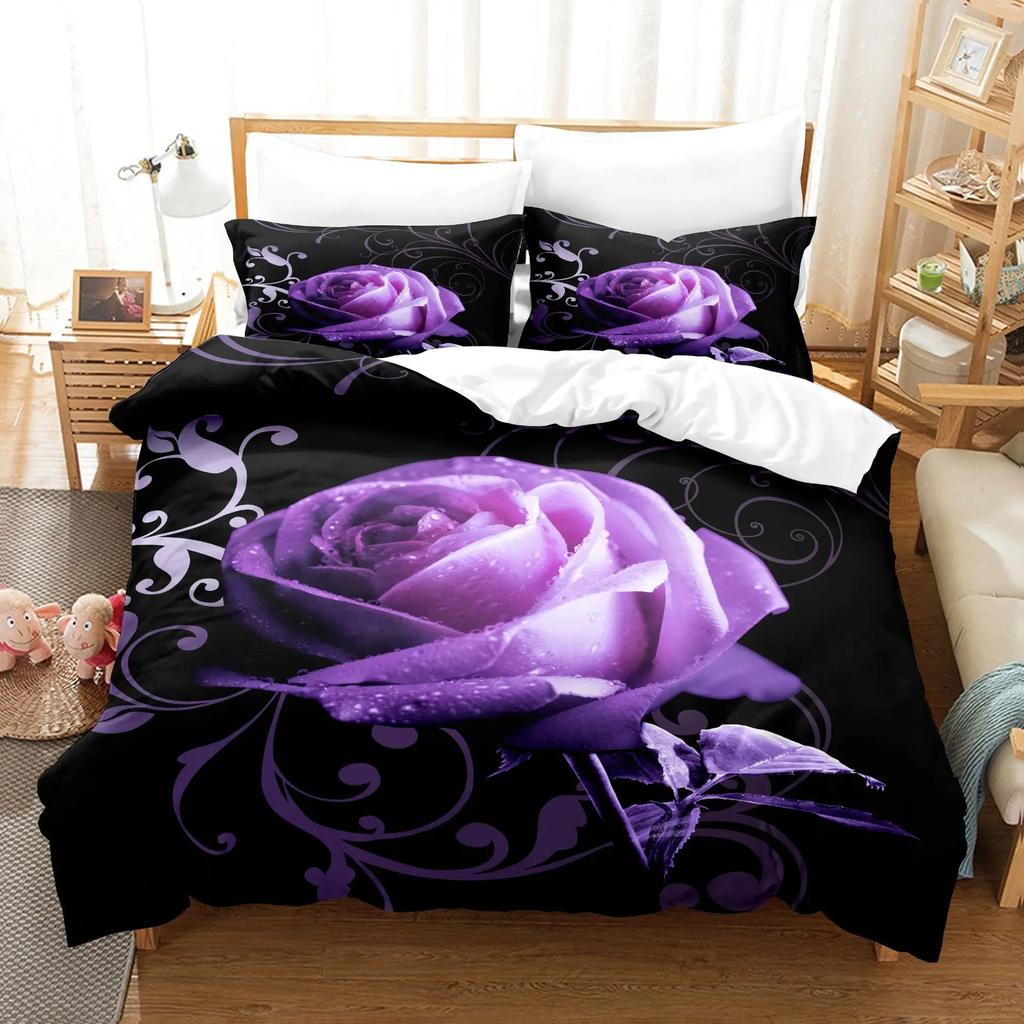 Comforter Chrysanthemum Queen Size Bedding Set Stylish Decor Pastoral Comforter + S Blossom Soft Microfiber