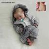 19'' 49cm Silicone Full Body Reborn Baby Doll Levi Wear Plush Romper Realistic Sleeping Newborn Dolls for Kids Toddler Finished Rebirth Doll Xmas Gift