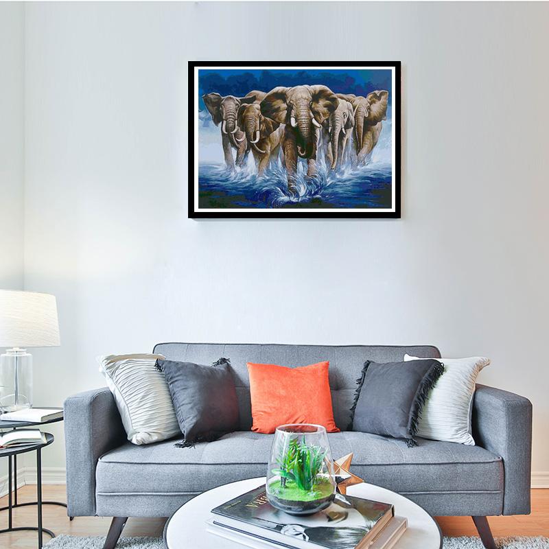 DIY Слон 5D Алмазная картина Полный круглый дрель Животные Наборы для алмазной вышивки Мозаика Домашний декор Стены Искусства Подарок