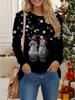 Tops for Women 3D Christmas Print Round Neck Long Sleeve T-shirt Fall Casual Slim Pullover Women's Long Sleeve Top