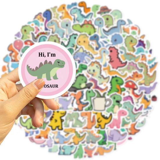 100Pcs Cartoon Dinosaur Stickers Waterproof PVC Cute Animal Decals DIY Vinyl Art Decoration Skateboard Luggage Water Phone Case Graffiti