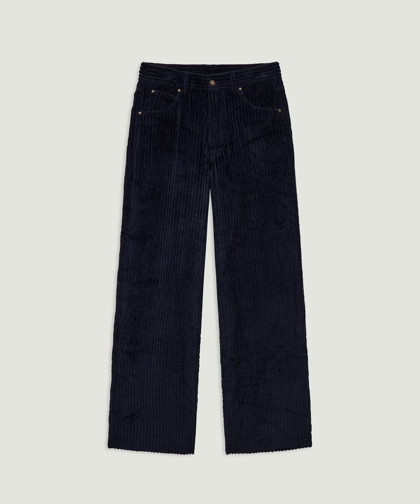 LMOOD Fancy Corduroy Wide Pants Navy