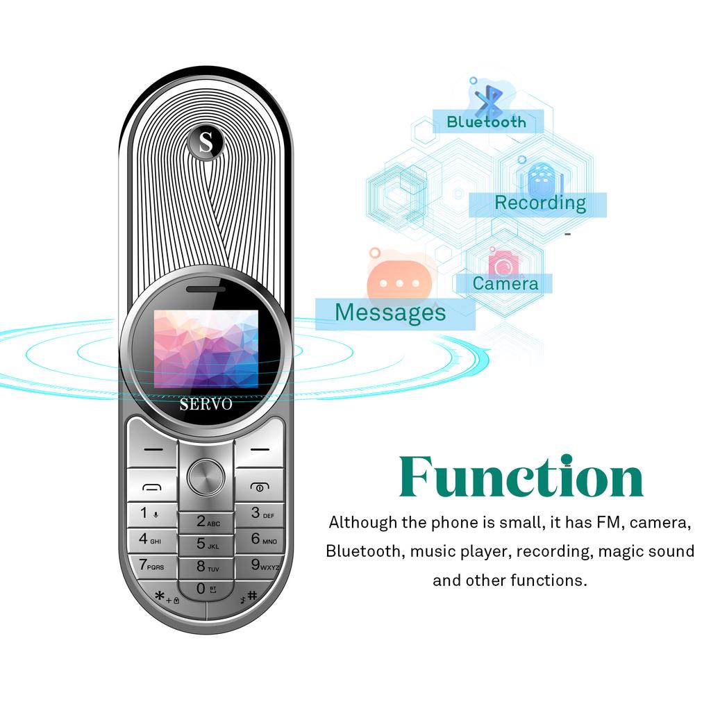 SERVO AURA 2 SIM-карты, FM, MP3 и Bluetooth-дозвонщик, поворотный на 360° мини-телефон, телефон