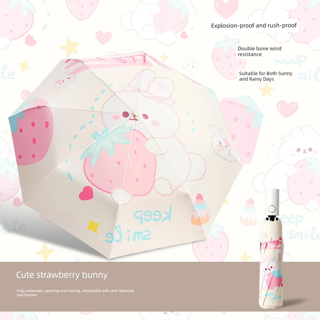 Cute Cartoon Children's Umbrella for Boys and Girls, Suitable for School Use, Uv Protection, Dual-Purpose for Sunny and Rainy Weather, Fully