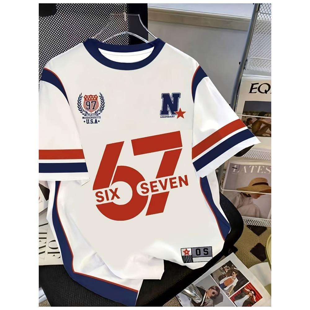 Детская футболка Летняя мода Цифра 67 Личность Американский Повседневный Цифровая печать Одежда для мальчиков Повседневная Девочка Футболки с коротким рукавом Топ