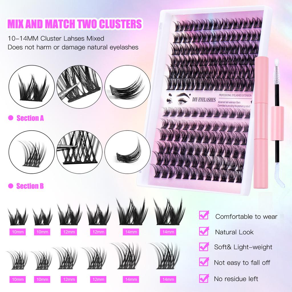 126 Clusters C Song Mixed Package Single Cluster False Eyelashes 10-14Mmdiy Segmented Multi-Hair Eyelashes