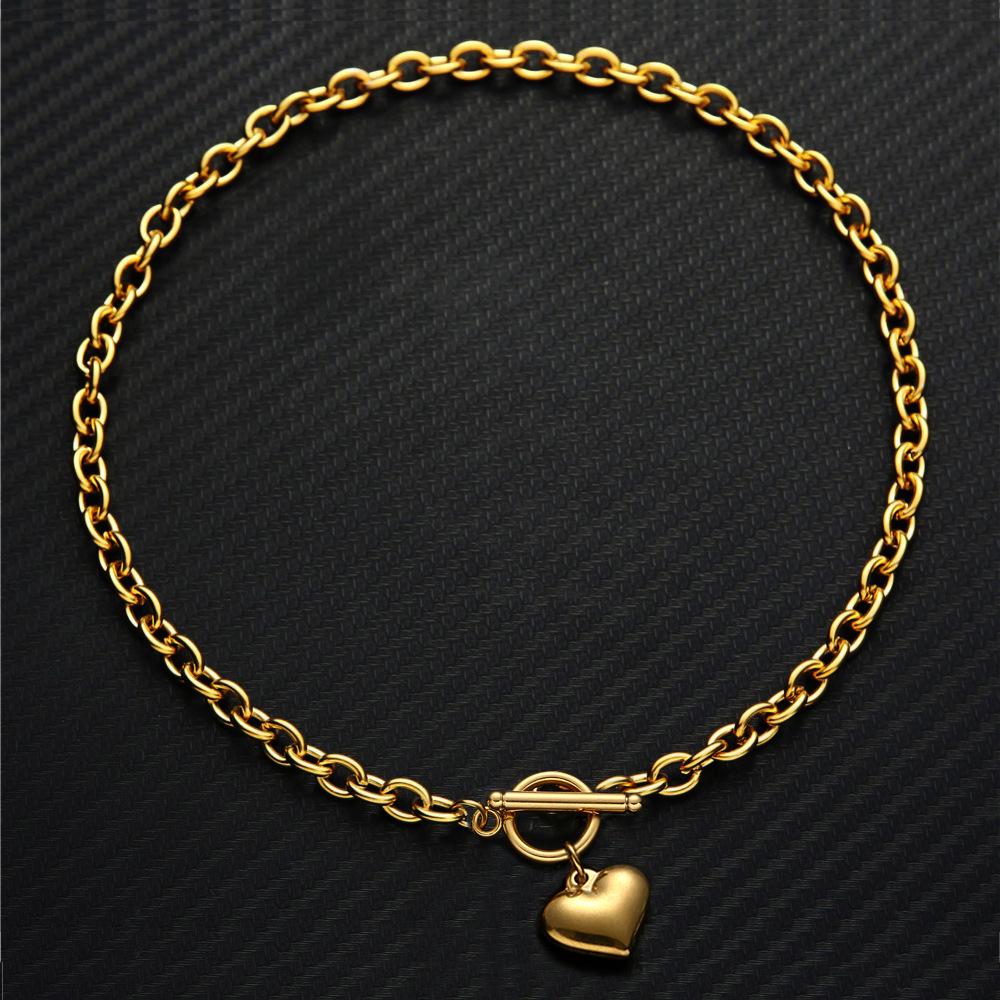 Korean Style Stainless Steel Heart Pendant Clavicle Necklace - Christmas Gift