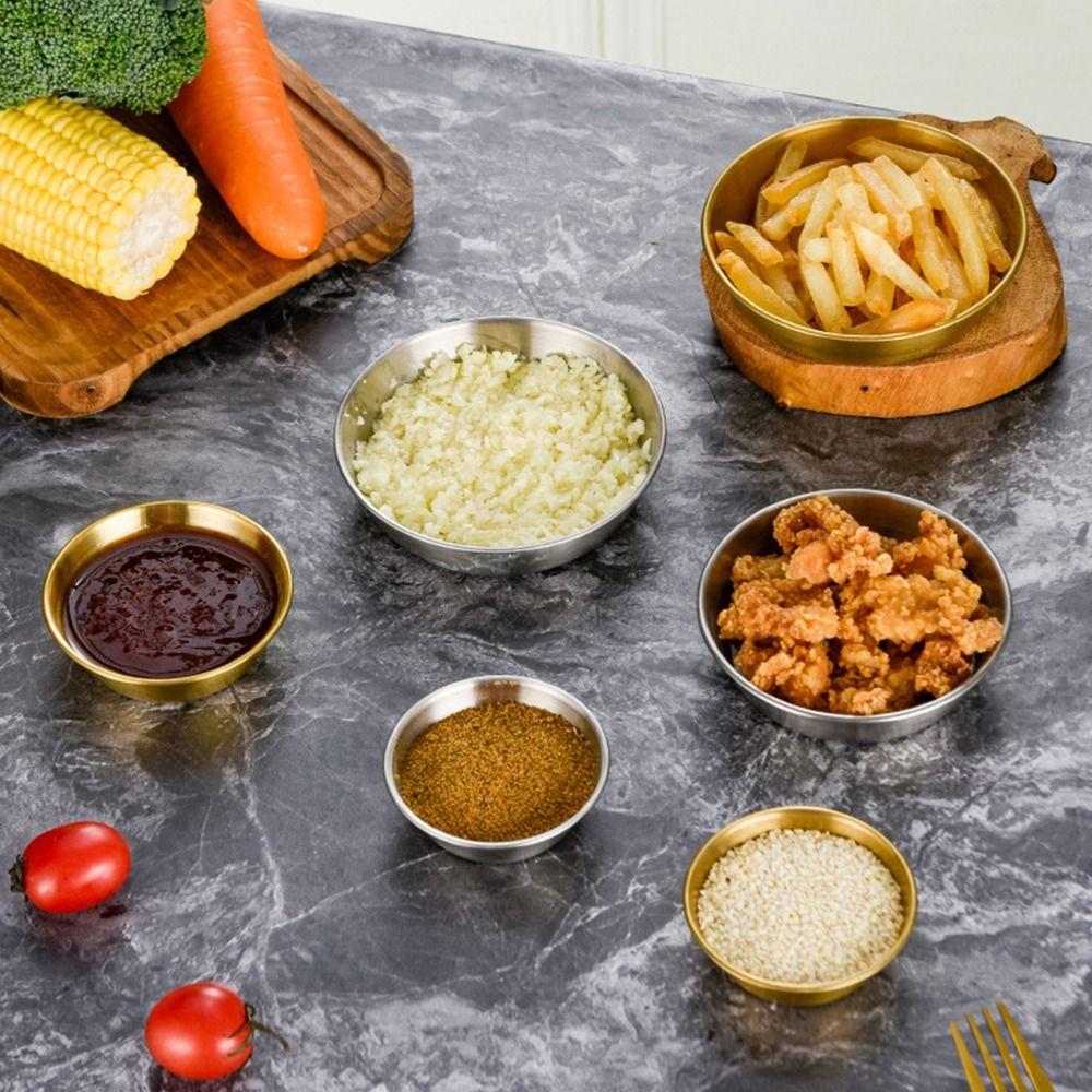 1Pcs Mini Sushi Dipping Sauce Dishes 304 Stainless Steel Bowl Sauce Plate Individual 7/8/10/11cm Seasoning Tray
