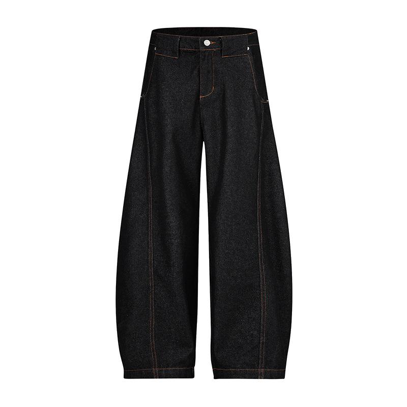 Denim black loose scimitar pants women's new low-rise lazy relaxation feeling casual mopping wide-leg jeans