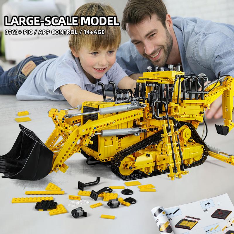 MOULD KING 17023 Technical Building Blocks Motorized Pneumatic Bulldozer Truck Model APP Engineering Vehicle Brick Toy Kids Gift