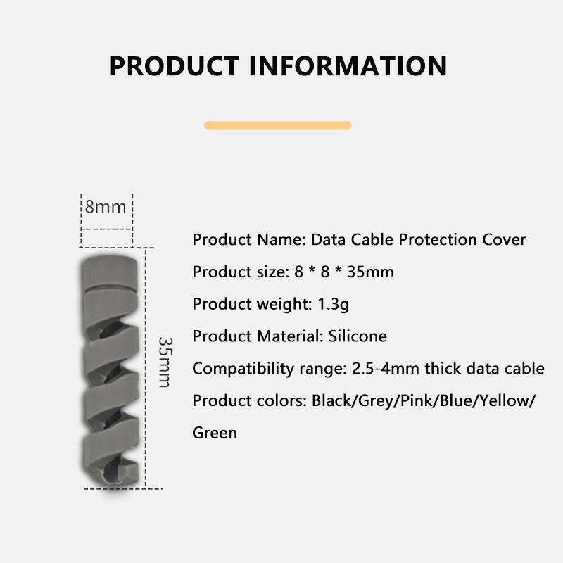 6 шт. Защита кабеля Силиконовый спиральный органайзер для зарядного кабеля Защита концов провода Чехол для кабеля зарядного устройства USB для iPhone Аксессуары