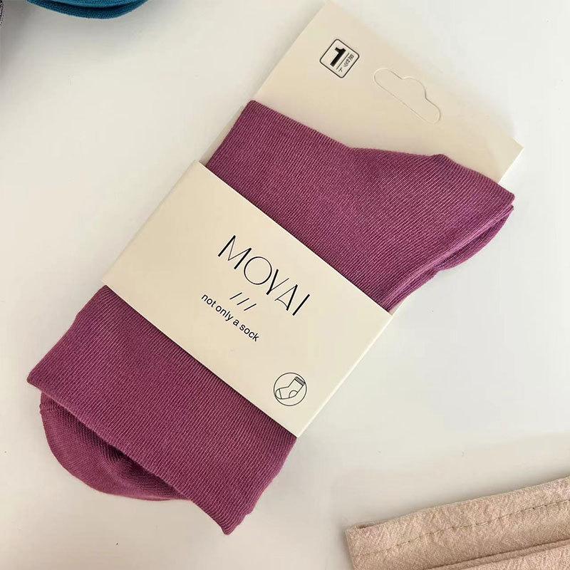 Spring And Autumn Lycra Fabric Mid-Leg Socks Solid Color Loose Lip Couple Casual Socks Soft And Comfortable Socks