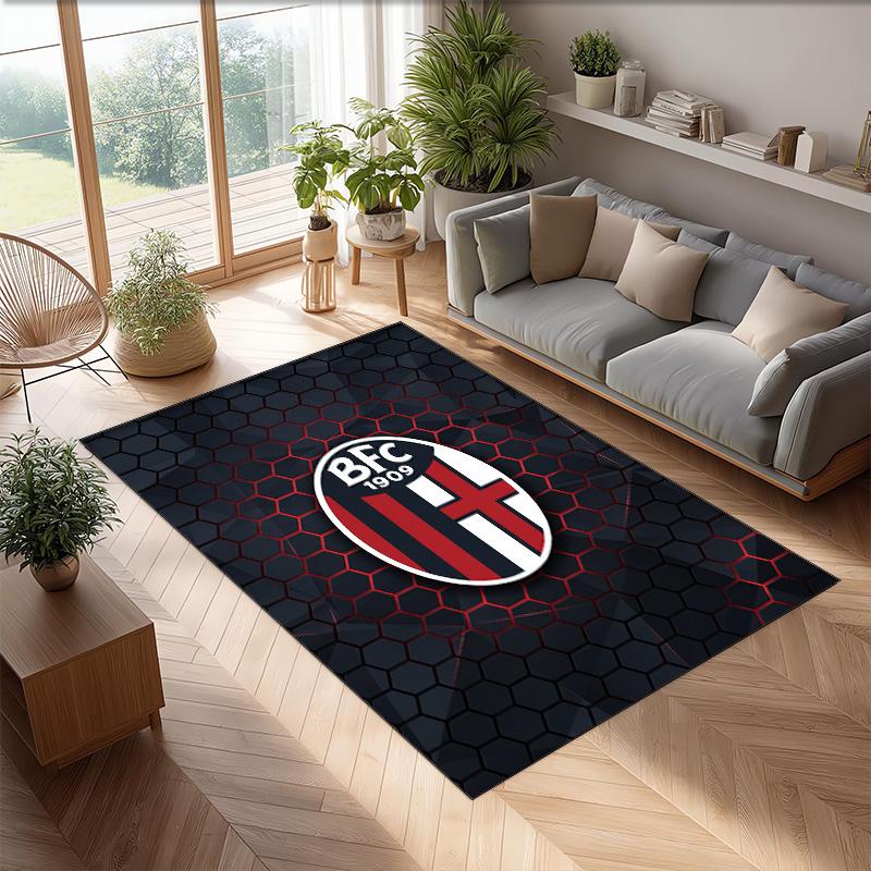 Bologna FC Soccer Football Pattern Soft Area Rug Non Slip Indoor Floor Carpet Sports Decor Mat for Bedroom