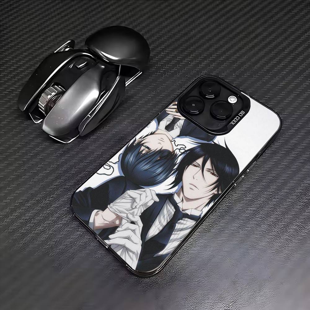 Аниме Черный дворецкий Чехол для телефона для iPhone17,16,15,14,13,12,11 Plus,Pro Max Цветной Посеребренный Внутренний чехол
