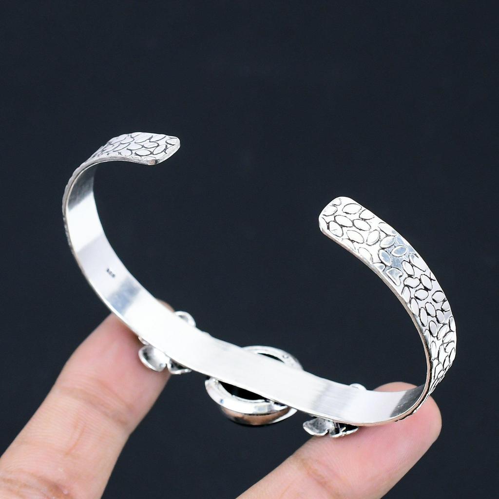 Sisters Day Deal American Dichroic Glass Stone Sterling Silver Flower New Bangle