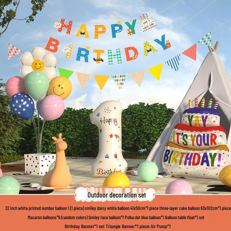 Сяохуншу Первый день рождения Кемпинг Вечеринка Шары и Баннер для Детей