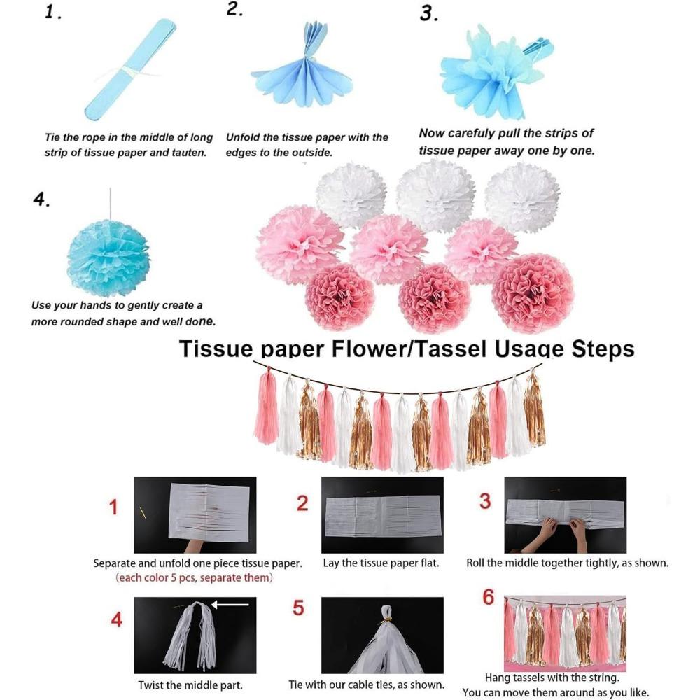 14 шт. набор украшений для вечеринки розового цвета с блестками, с днем рождения, бумажные помпоны, круги, точки и гирлянды с кисточками