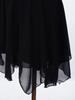 Women Contemporary Dance Leotard Dress Sleeveless Backless Ruched Metallic Mesh Rhinestone Irregular Hem Built-in Briefs for Skating