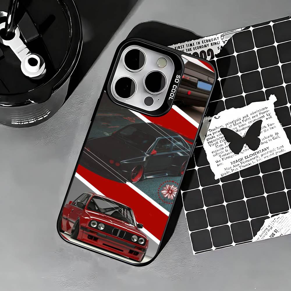 E-E30 Car Phone Case For iPhone 17,16,15,14,13,12,11 Plus,Pro Max,XS,Colored silver phone case