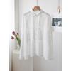 2025 Spring Shirt Women Lace Blouse Long Sleeve Buttons Fashion Tops Tees Loose White Tees New